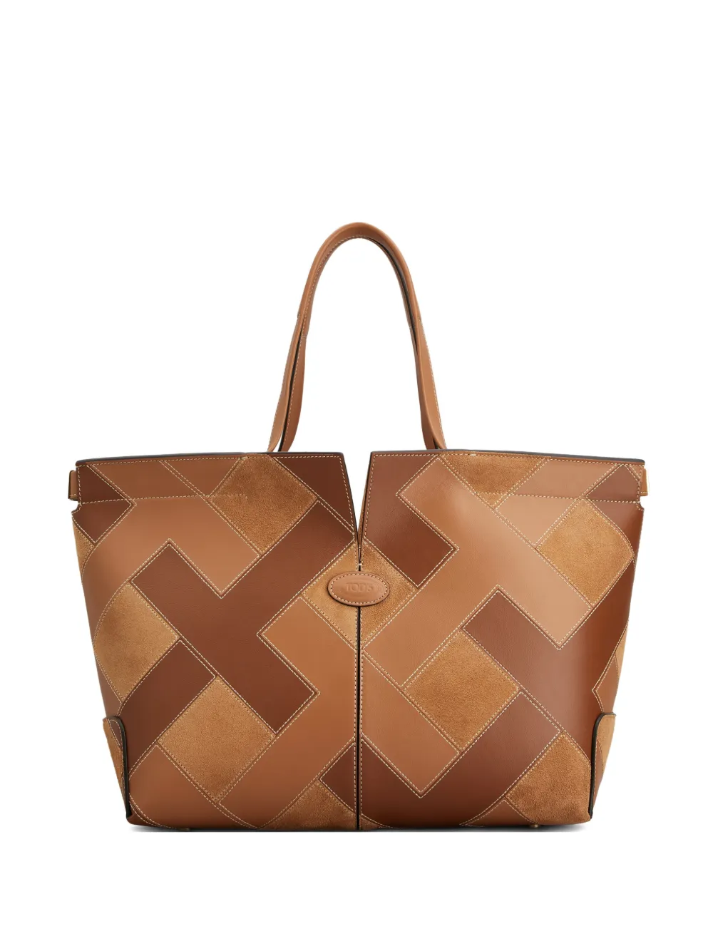 Tod's intarsio shopping tote bag - Brown