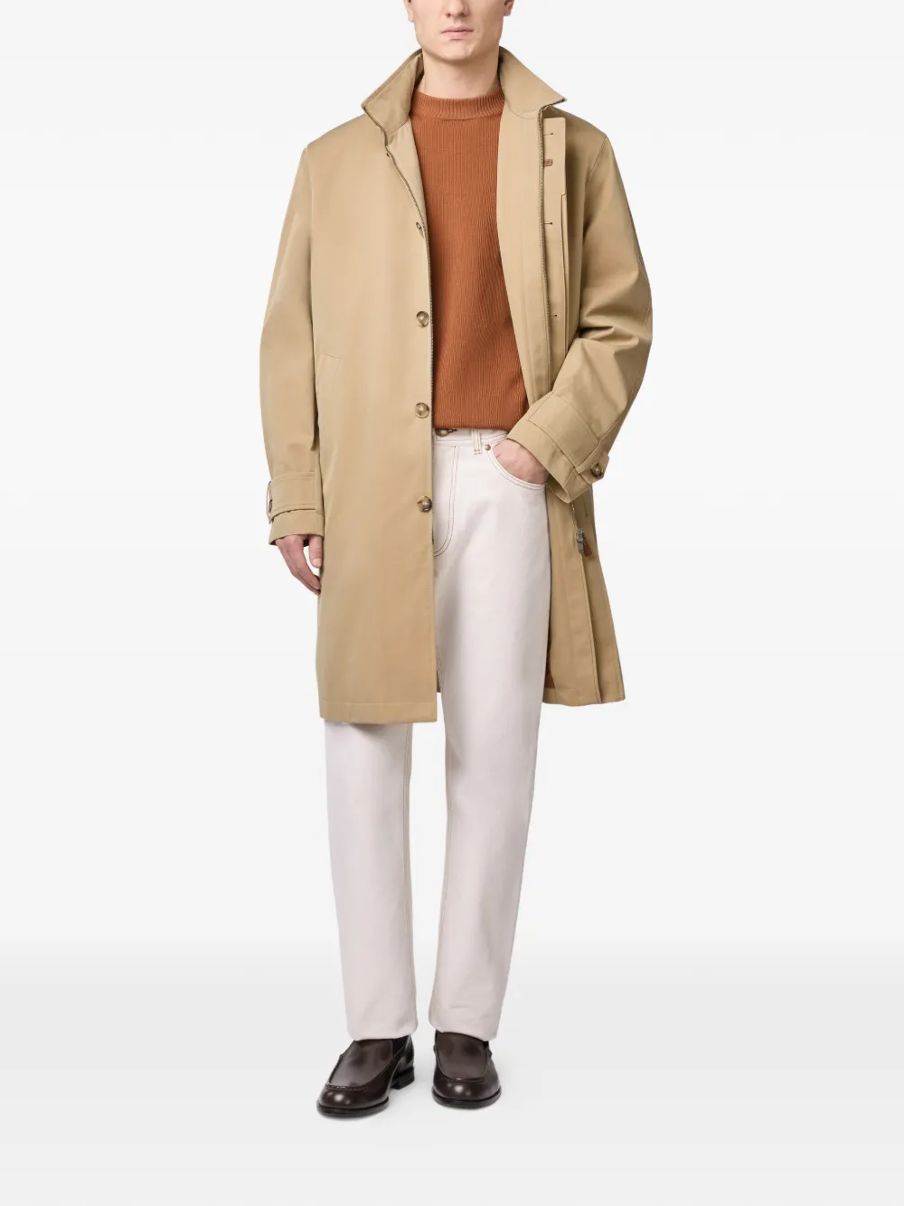Tod's Gabardine trenchcoat met hoge hals - Beige