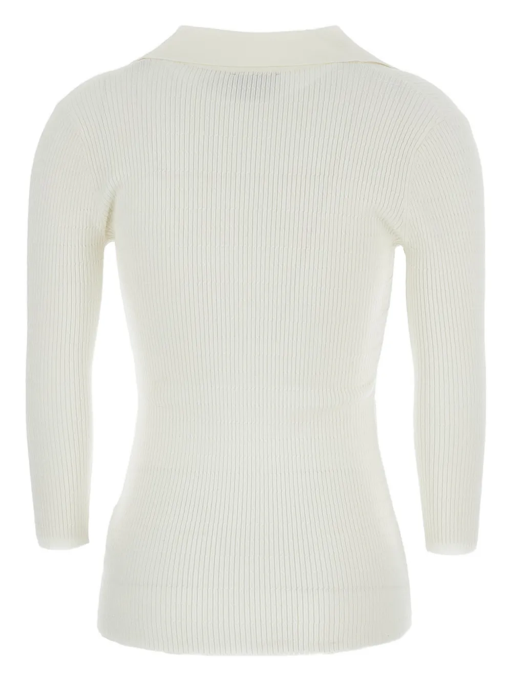 Elisabetta Franchi Gebreid poloshirt met gevlochten detail Wit