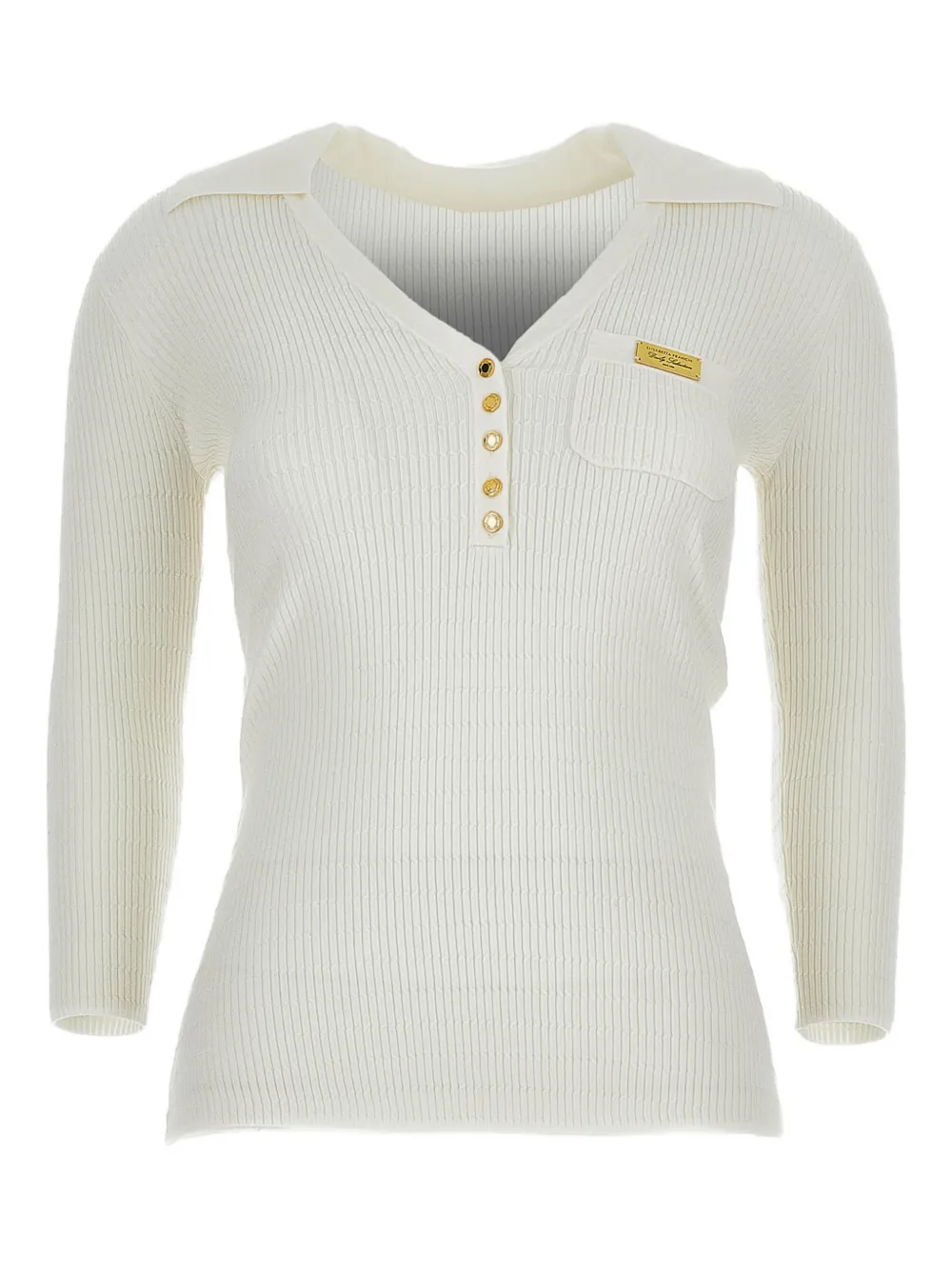 Elisabetta Franchi V-neck ribbed sweater - Bianco