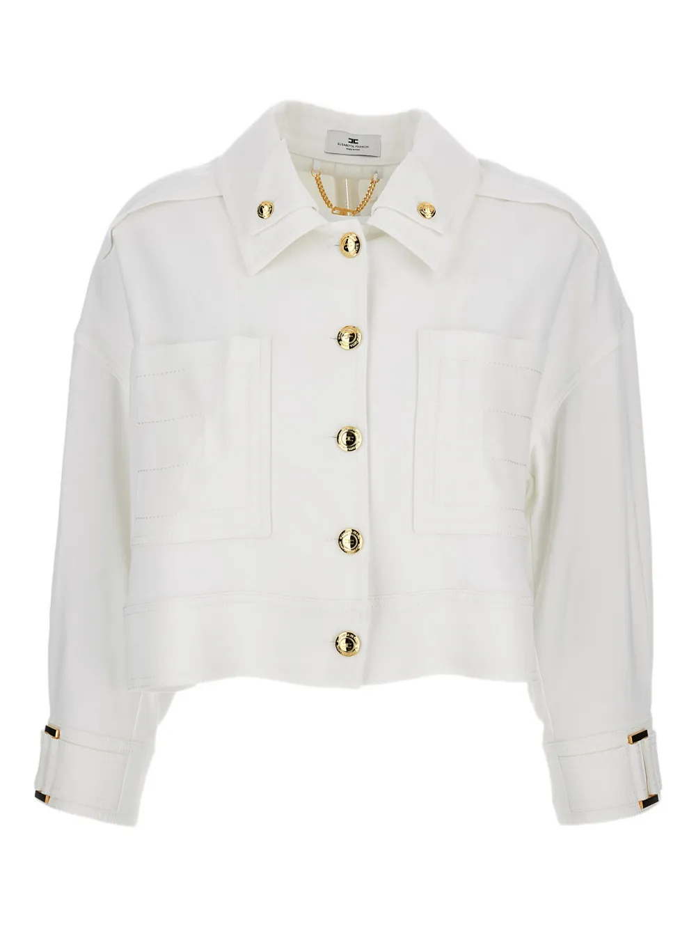 Elisabetta Franchi gold button patch pocket jacket - Bianco