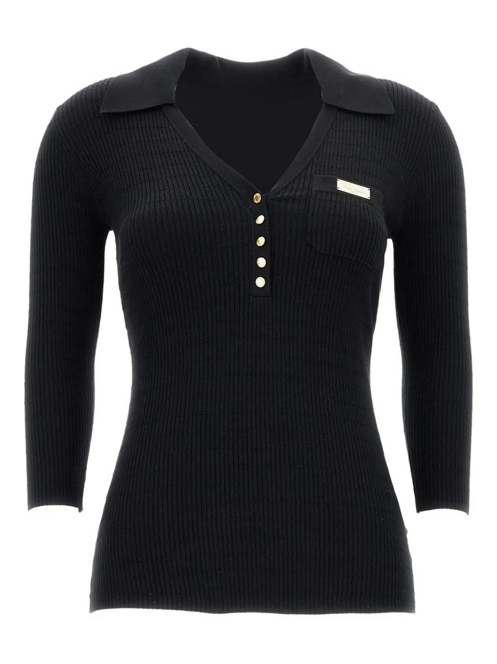 Elisabetta Franchi V-neck ribbed sweater - Nero