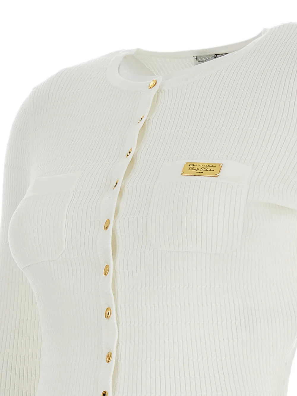 Elisabetta Franchi micro-braided Knit Cardigan | White | FARFETCH