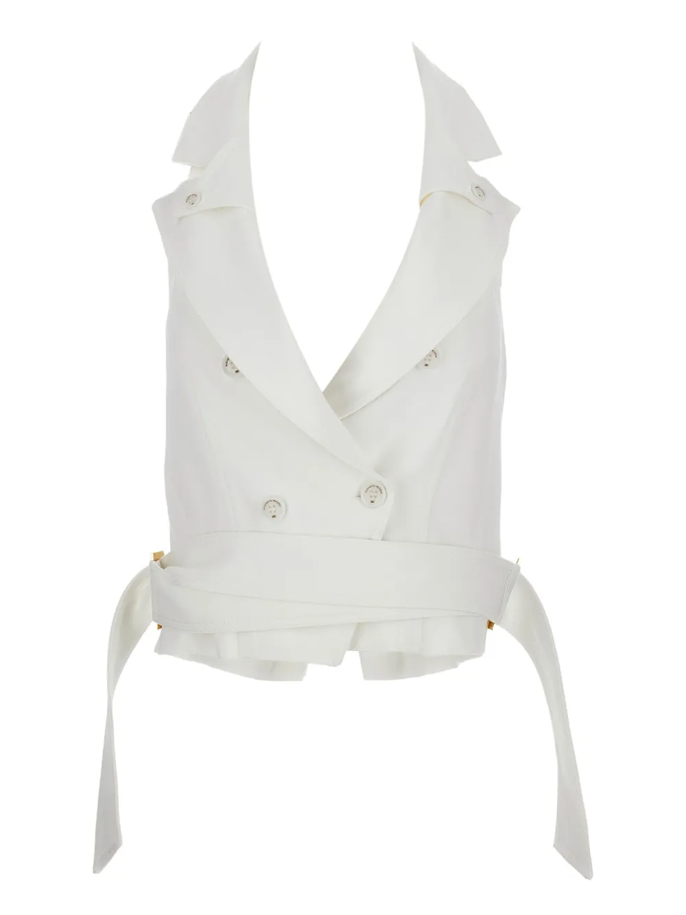 Elisabetta Franchi double-breasted belted vest - White
