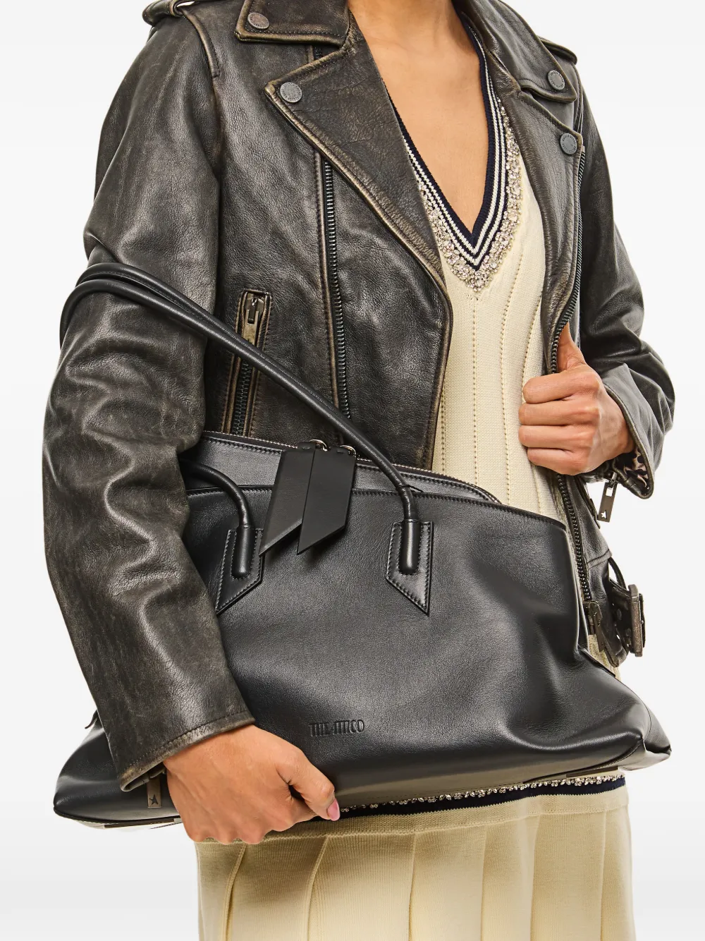 The Attico medium La Passeggiata shoulder bag - Zwart