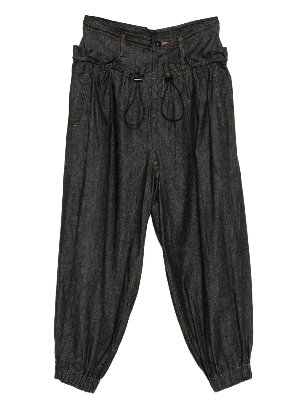 Y's waist-gathered jeans - Nero