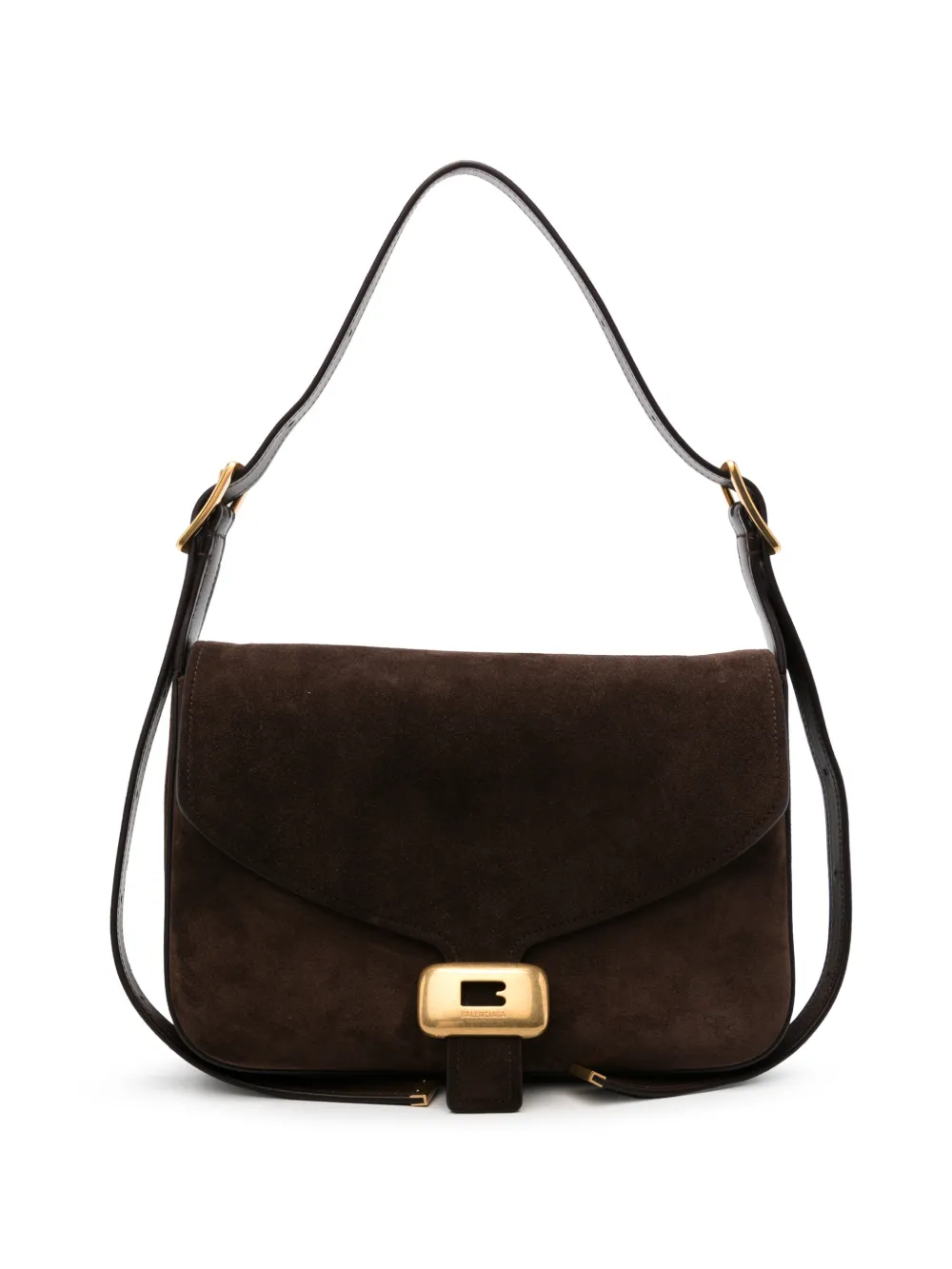 Balenciaga medium Clicca suede shoulder bag - Marrone