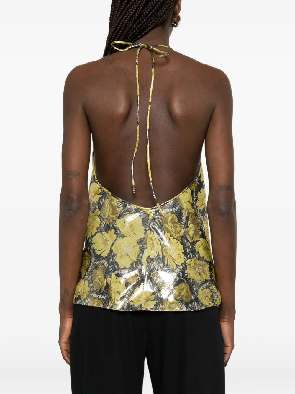 Valentino Garavani Blouse met bloemenprint en diepe hals Geel