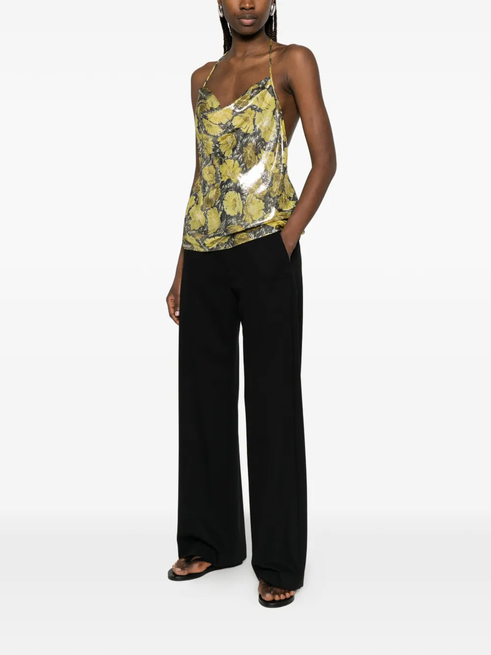 Valentino Garavani Blouse met bloemenprint en diepe hals Geel