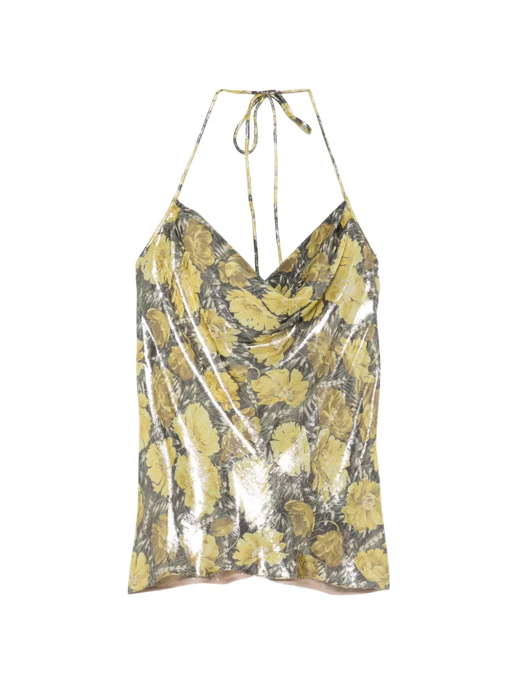 Valentino Garavani floral-print cowl-neck blouse - Giallo