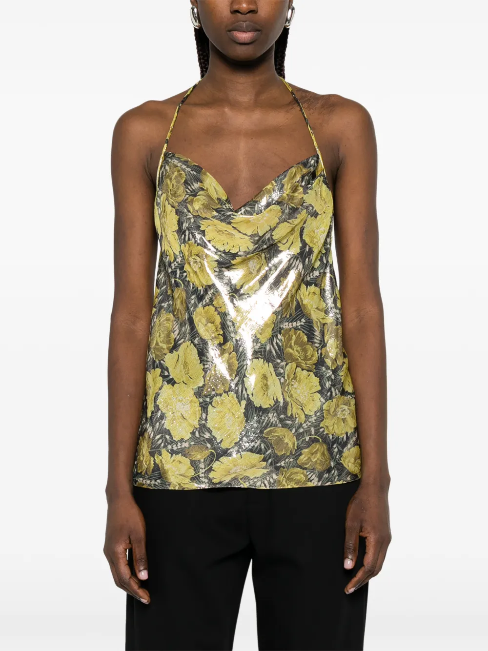 Valentino Garavani Blouse met bloemenprint en diepe hals Geel