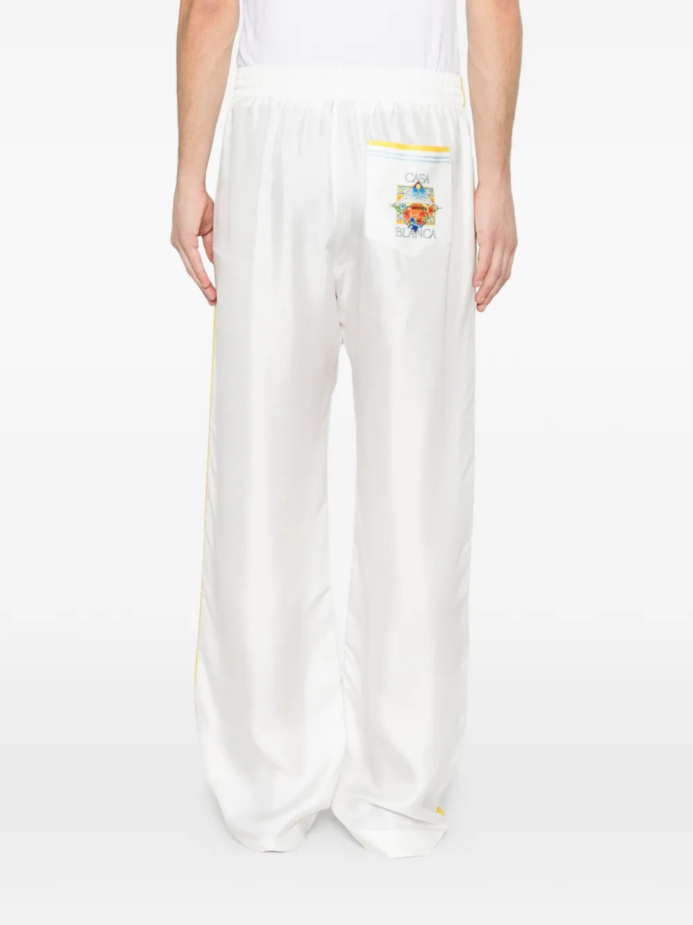 Casablanca Tennis Landscape gestreepte broek Wit
