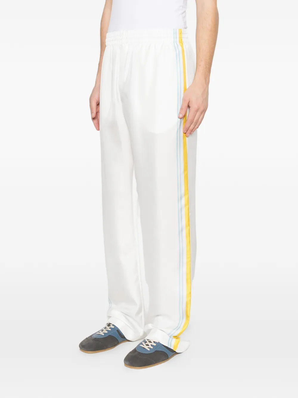 Casablanca Tennis Landscape gestreepte broek Wit