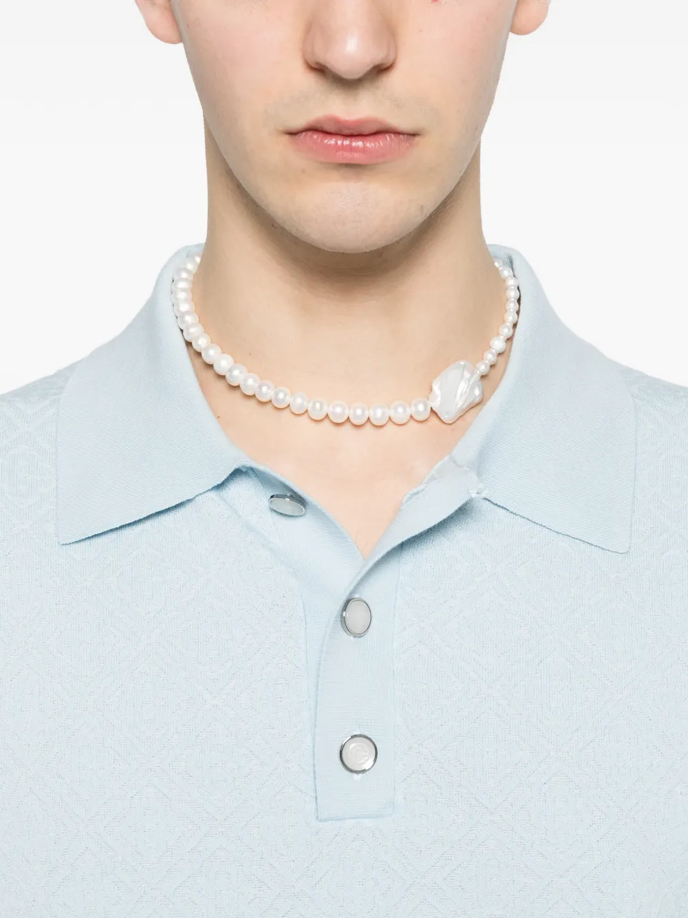 Casablanca Pointelle poloshirt met monogram Blauw
