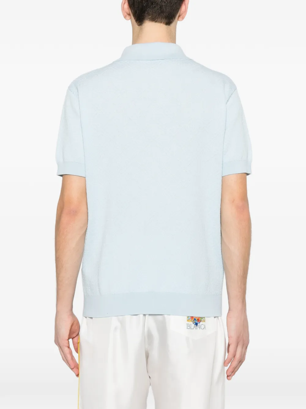 Casablanca Pointelle poloshirt met monogram Blauw