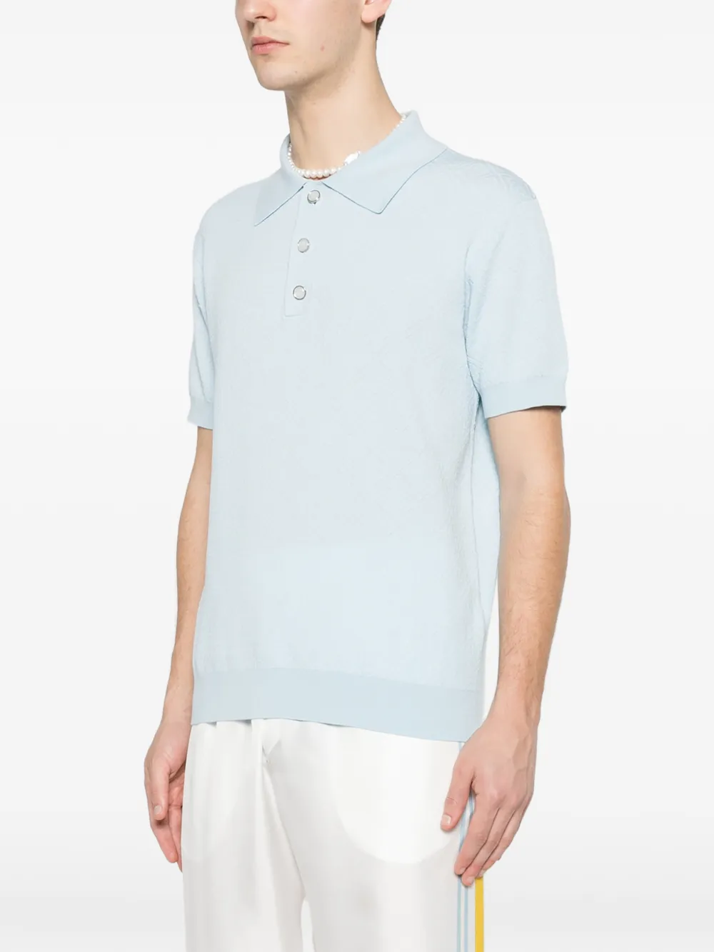 Casablanca Pointelle poloshirt met monogram Blauw