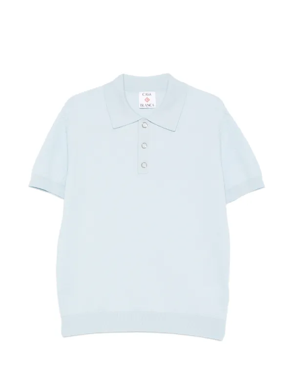 Casablanca Pointelle Monogram Polo Shirt in Blue