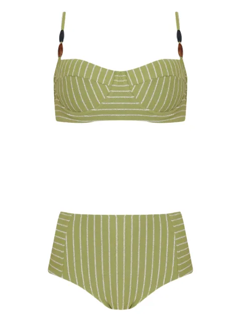 Brigitte beaded-strap striped bikini