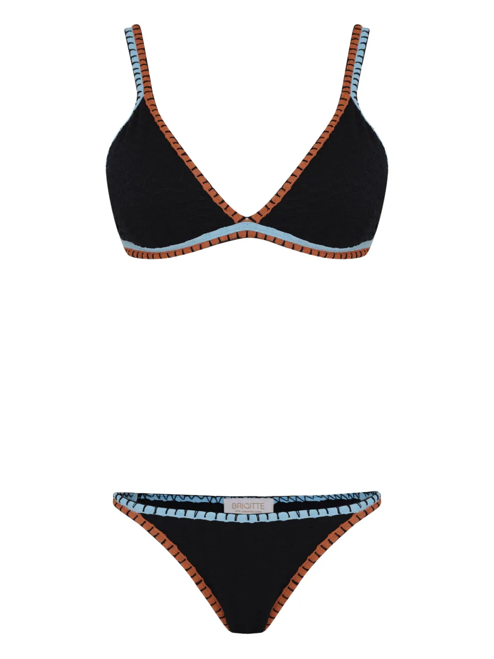Brigitte contrast-trim triangle bikini - Nero