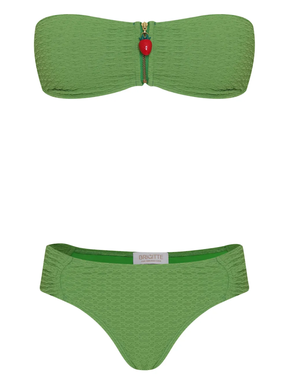 Brigitte strawberry-zipper bikini - Verde