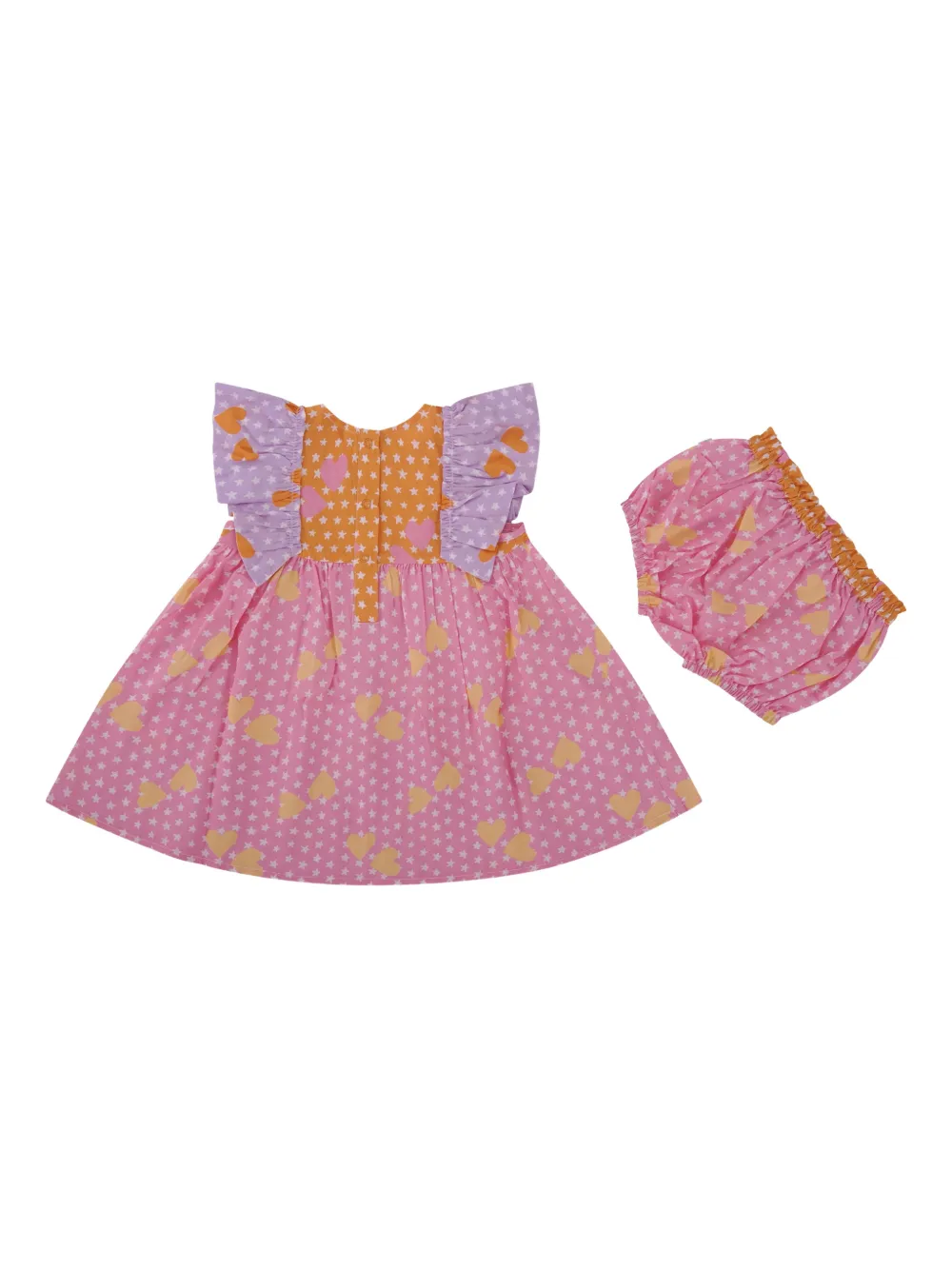 Stella McCartney Kids Jurk met ruches en hartprint - Roze