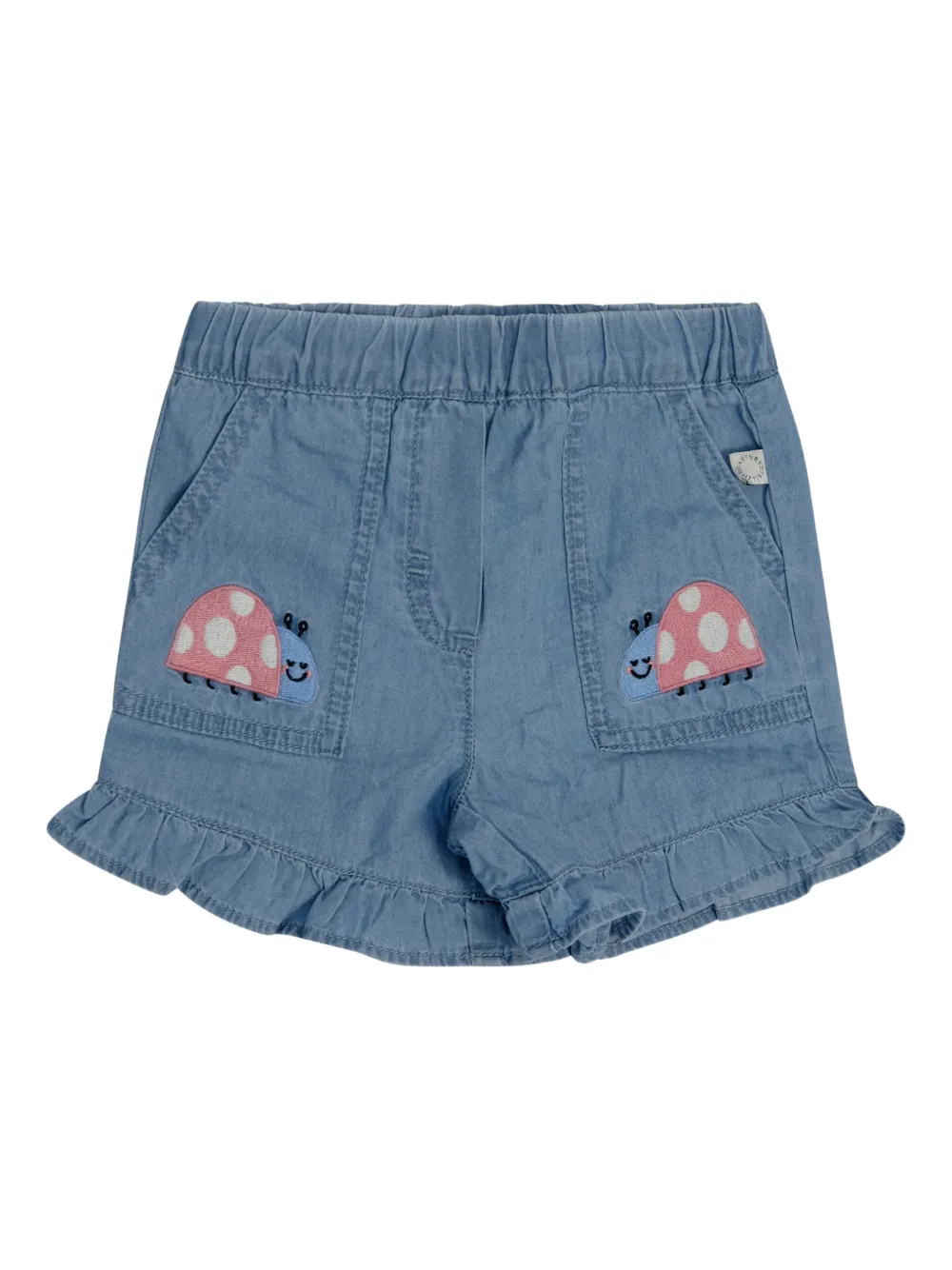 Stella McCartney Kids ladybug-embroidered ruffled shorts - Blau