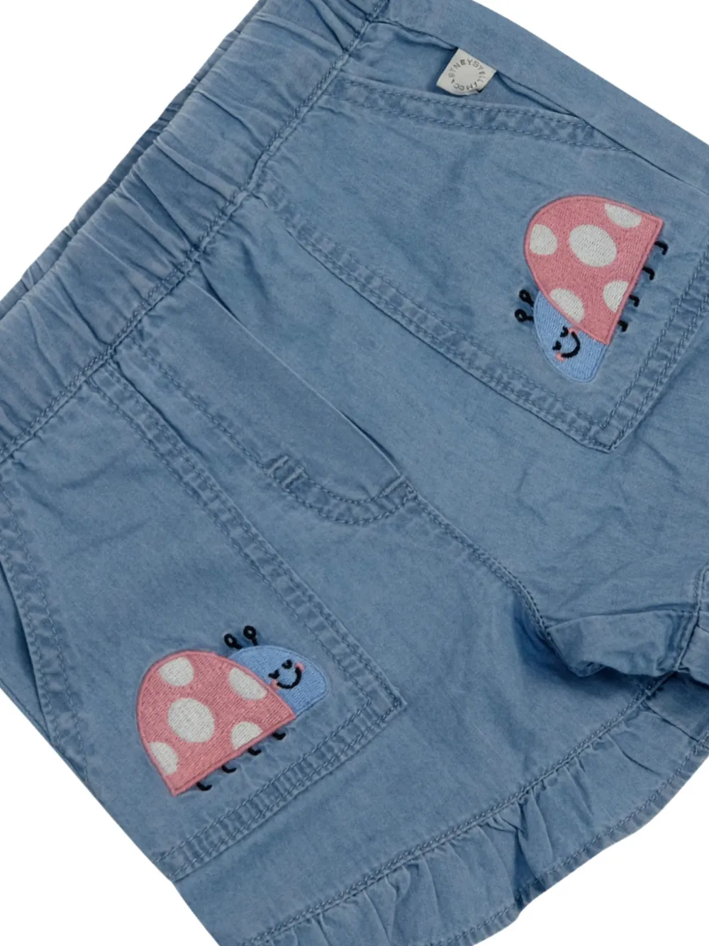  Stella Mccartney Kids Ladybug-embroidered Ruffled Shorts - Blue 
