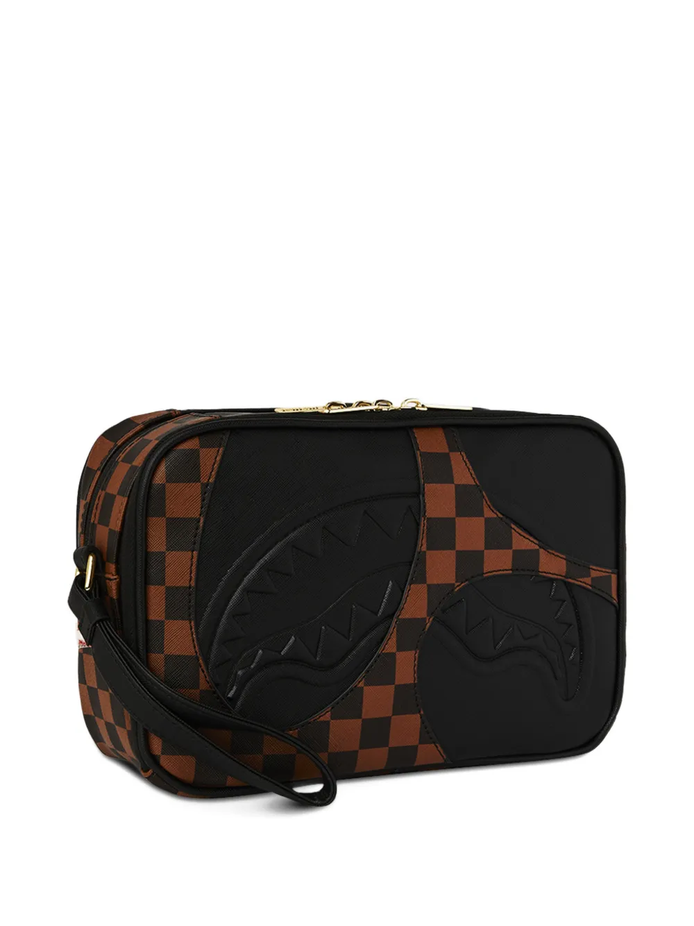  Sprayground Jetstream Shark-embossed Checkerboard Wash Bag - Black 