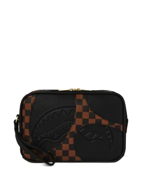 Sprayground Jetstream shark-embossed checkerboard wash bag