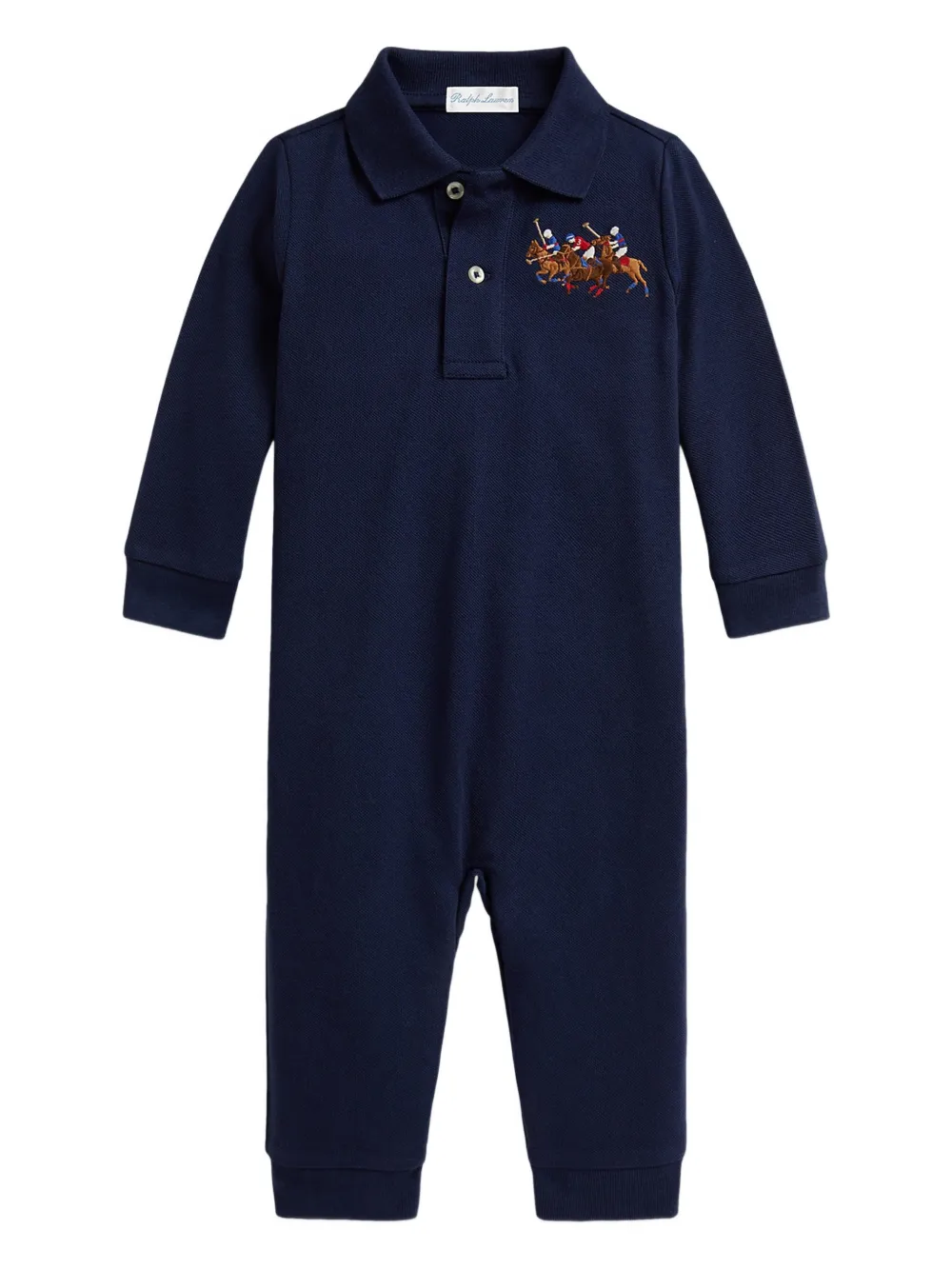 POLO RALPH LAUREN KIDS long-sleeve polo-collar romper - Blu