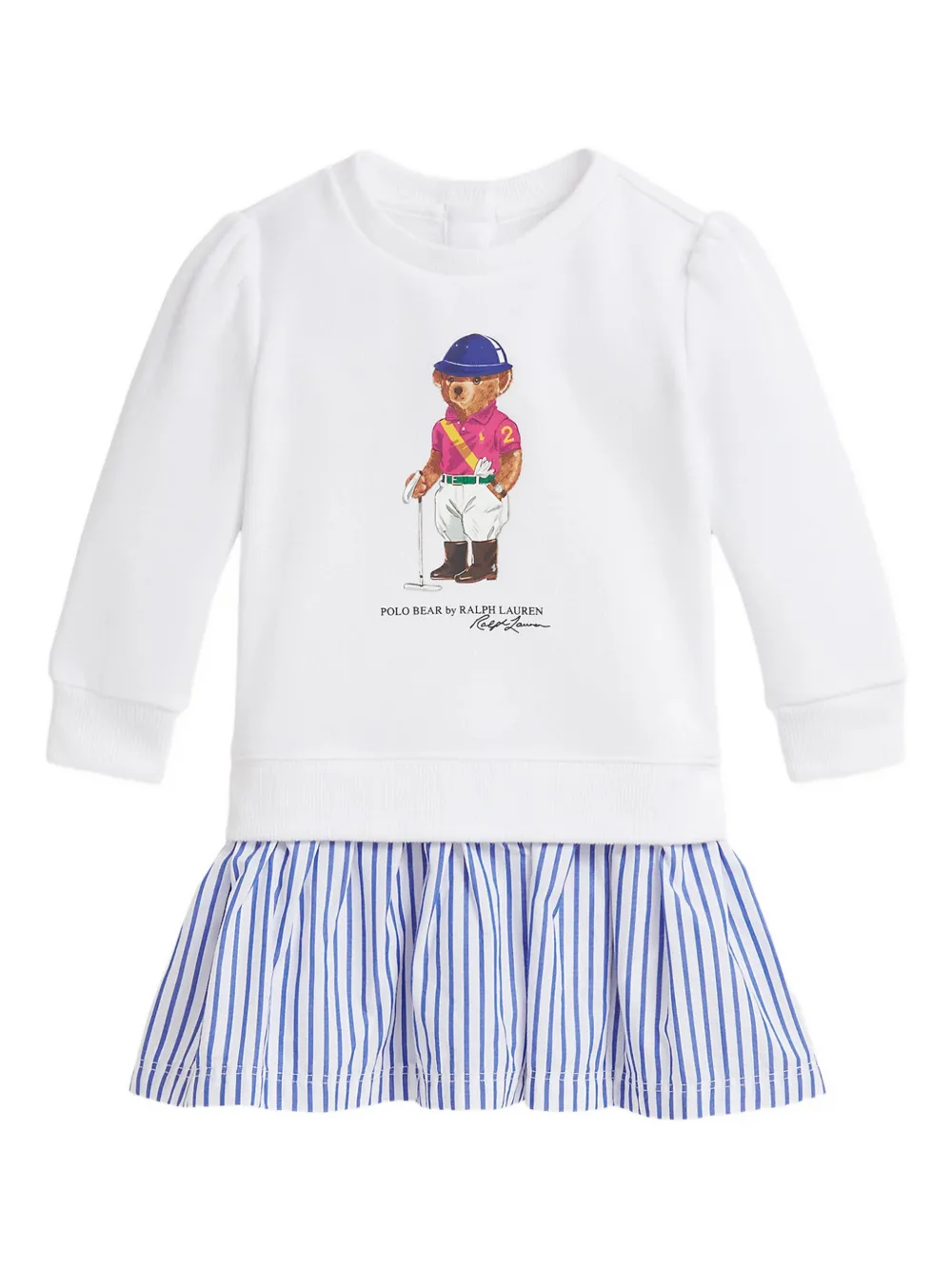 POLO RALPH LAUREN KIDS striped-detail dress set - Wit