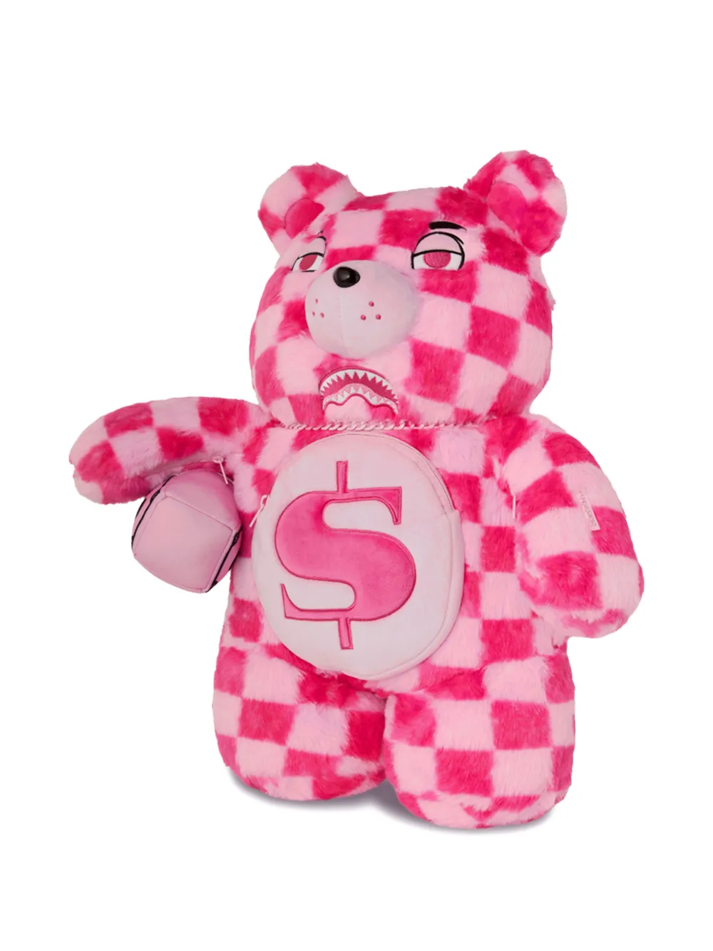  Sprayground Check Money Bear Plush Backpack - Pink 