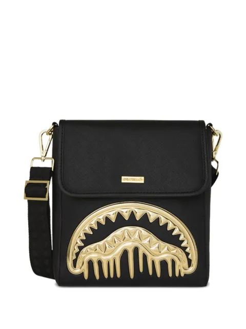 Sprayground Gold and Dangerous shark-detail messenger bag