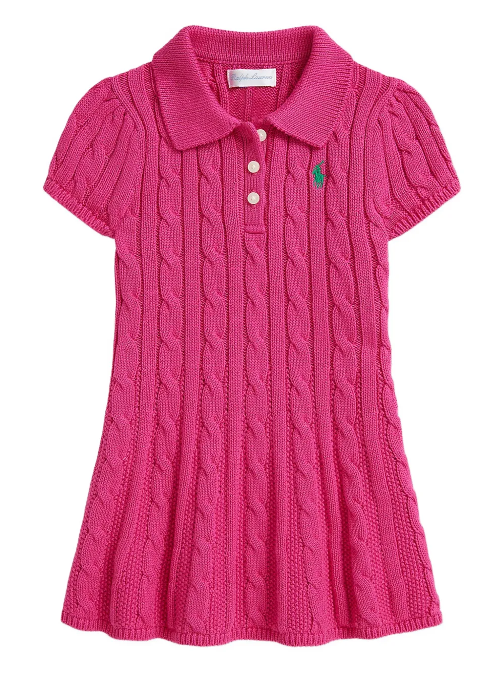 POLO RALPH LAUREN KIDS cable-knit polo-collar dress - Rosa