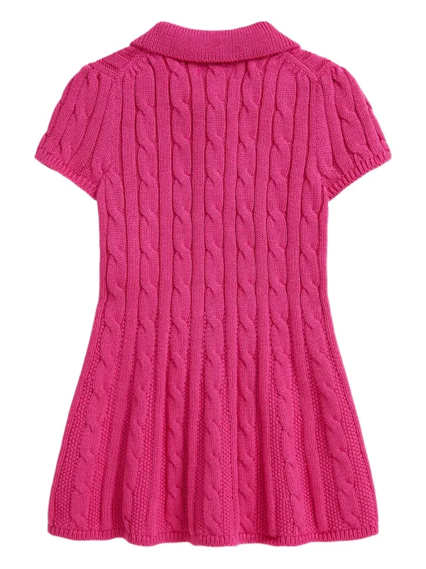 Ralph Lauren Girls Classic Cable Knit Dress in Pink 6 Yrs