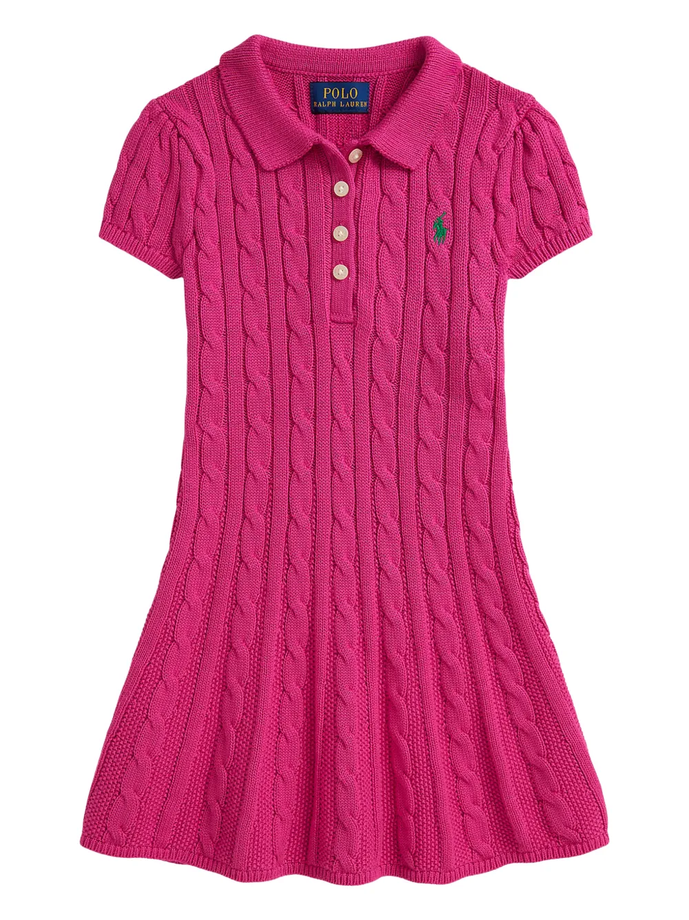 POLO RALPH LAUREN KIDS cable-knit polo-collar dress - Pink