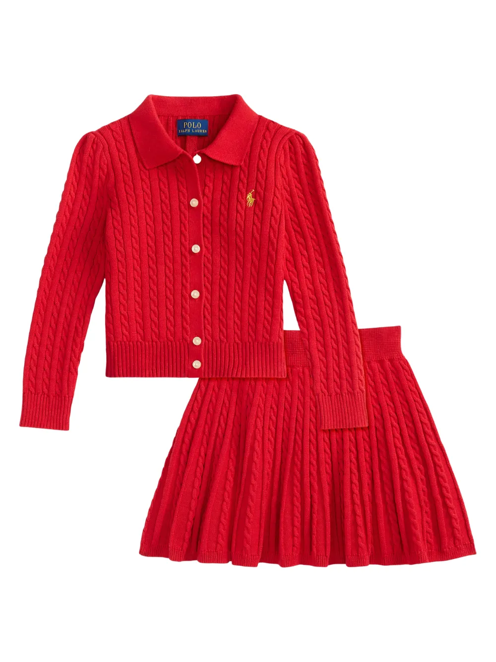 POLO RALPH LAUREN KIDS pleated skirt set - Rosso