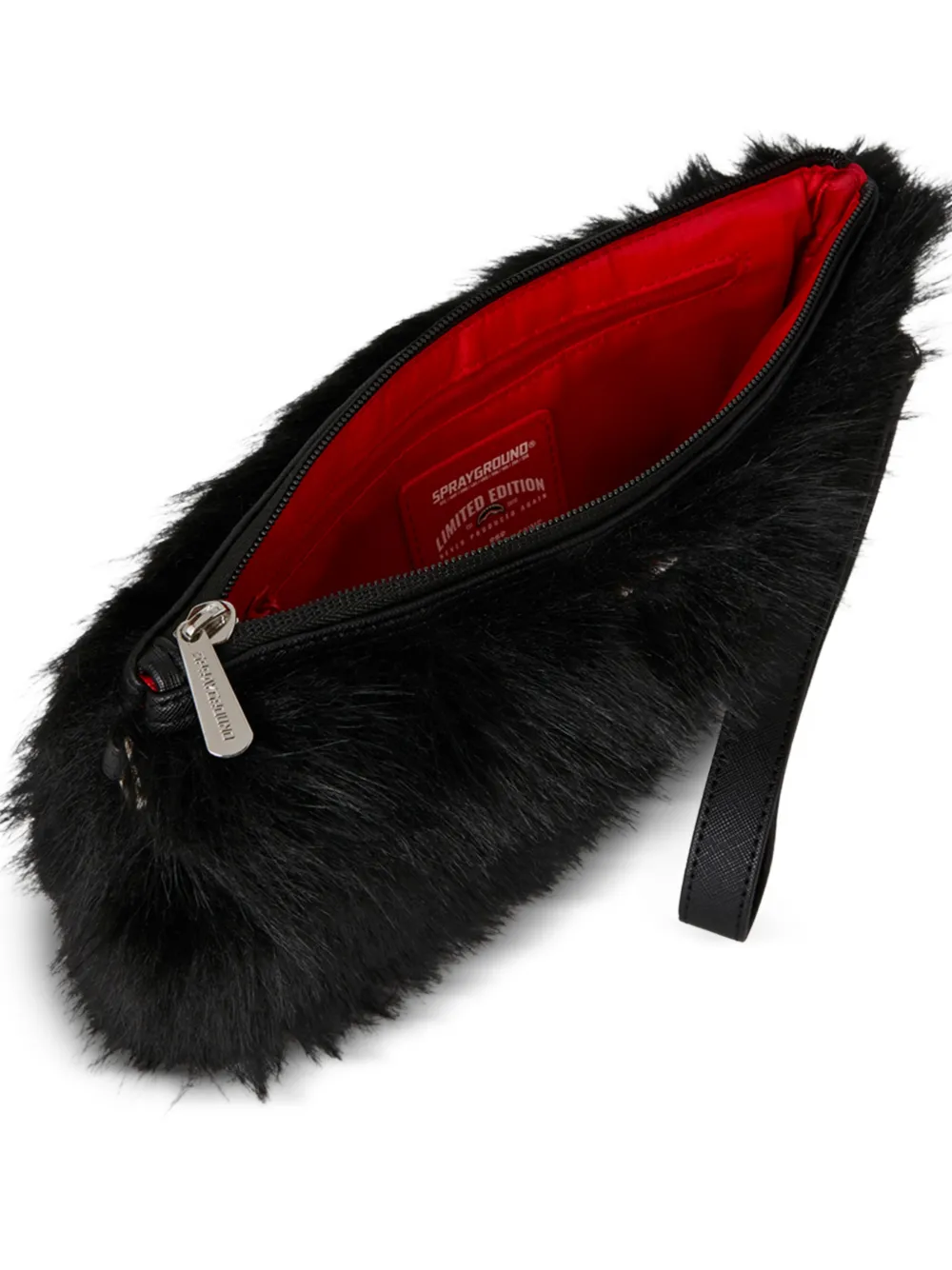 Sprayground Cray clutch van imitatiebont Zwart