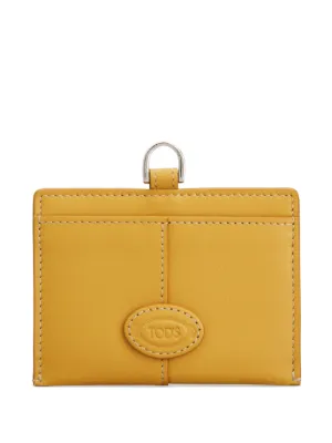 Prada Triangle Logo Leather Key Case | Orange | FARFETCH