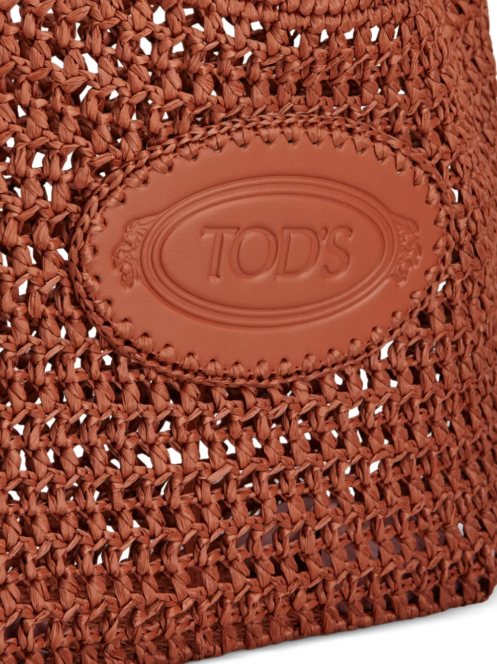 Tod's Medium shopper van raffia en leer Oranje
