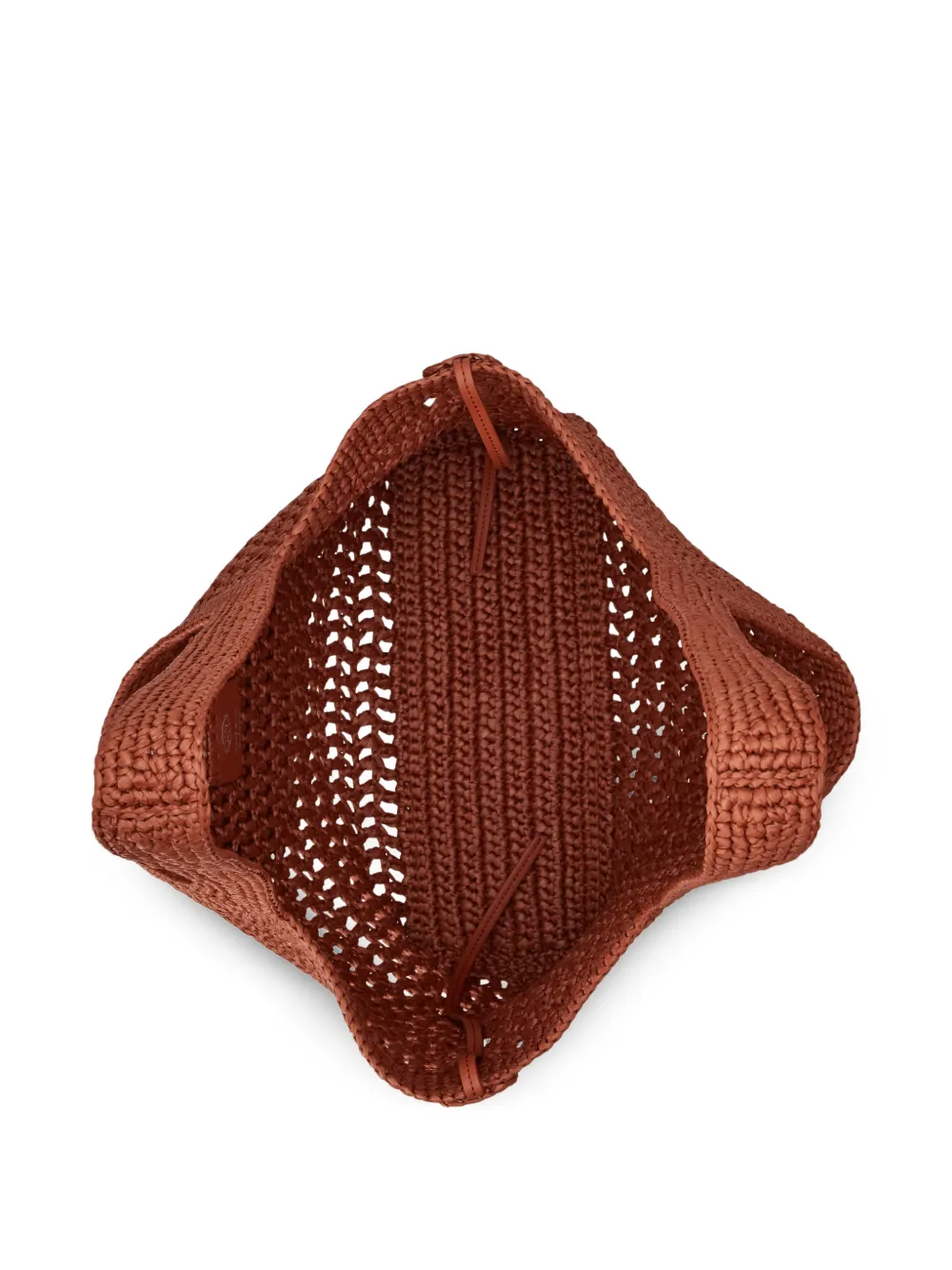 Tod's Medium shopper van raffia en leer Oranje