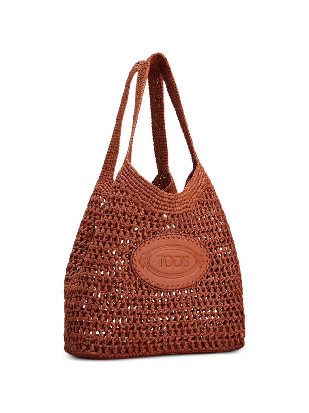 Tod's Medium shopper van raffia en leer Oranje