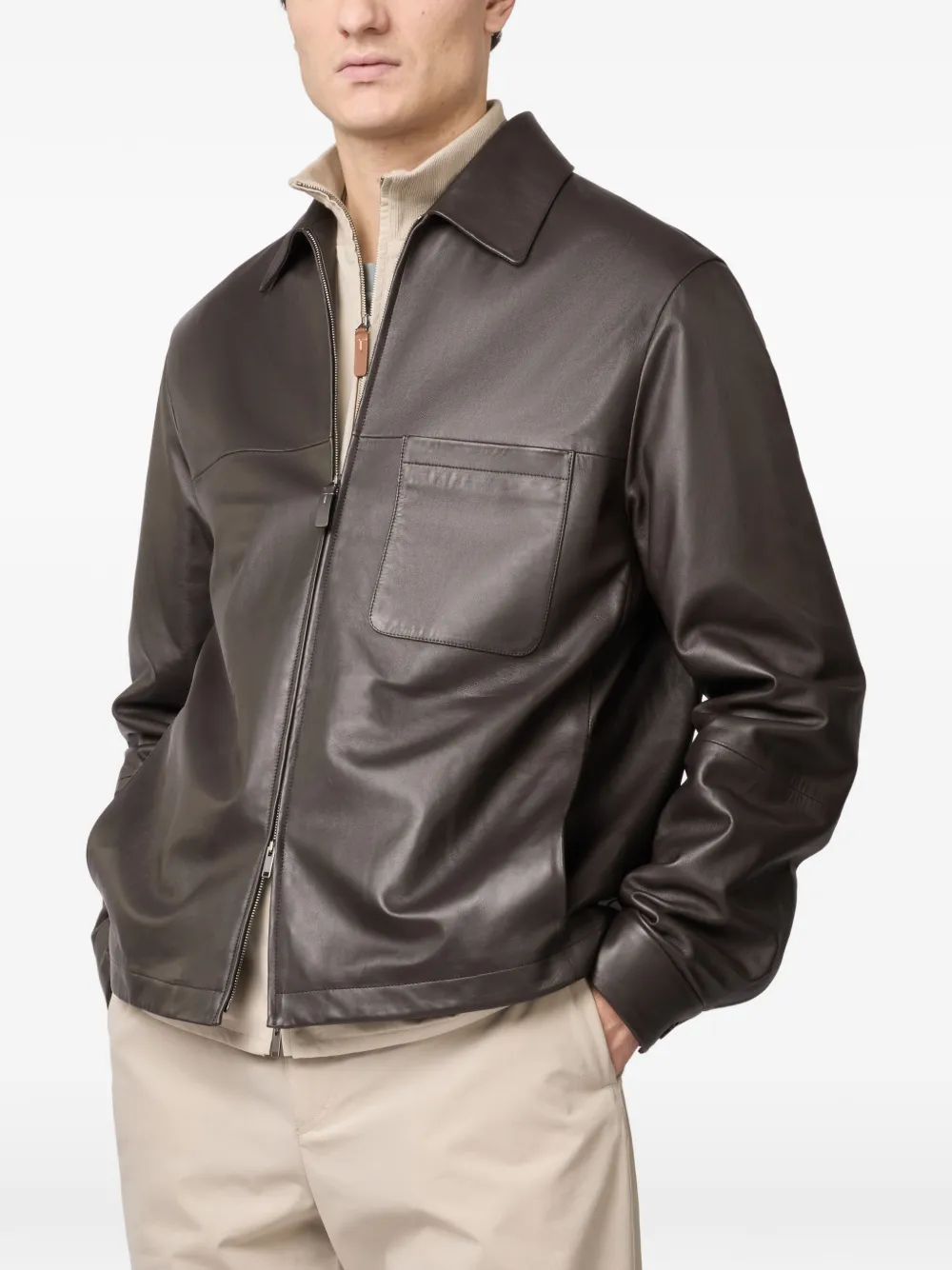 Tod's Leren shirtjack Bruin