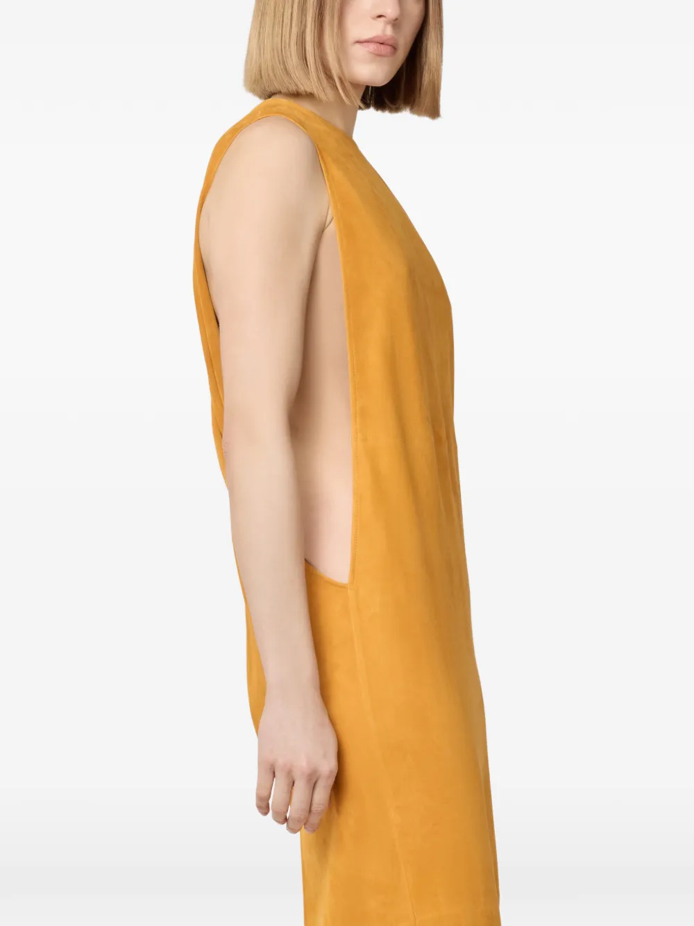 Tod's Gedraaide leren maxi-jurk met open rug Oranje