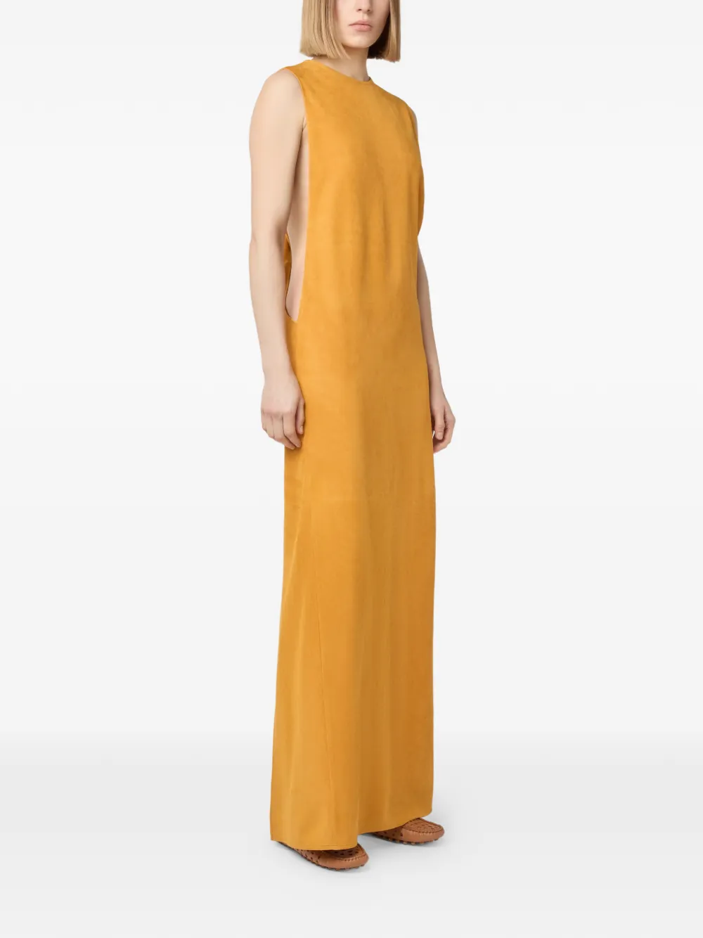 Tod's Gedraaide leren maxi-jurk met open rug Oranje