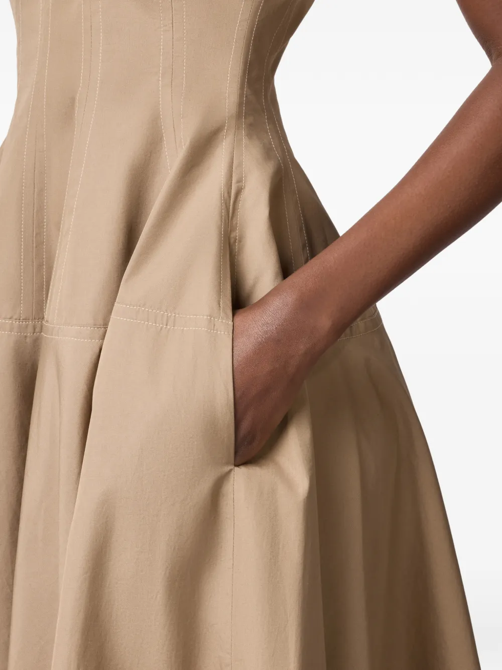 Tod's Mouwloze midi-jurk met A-lijn Beige