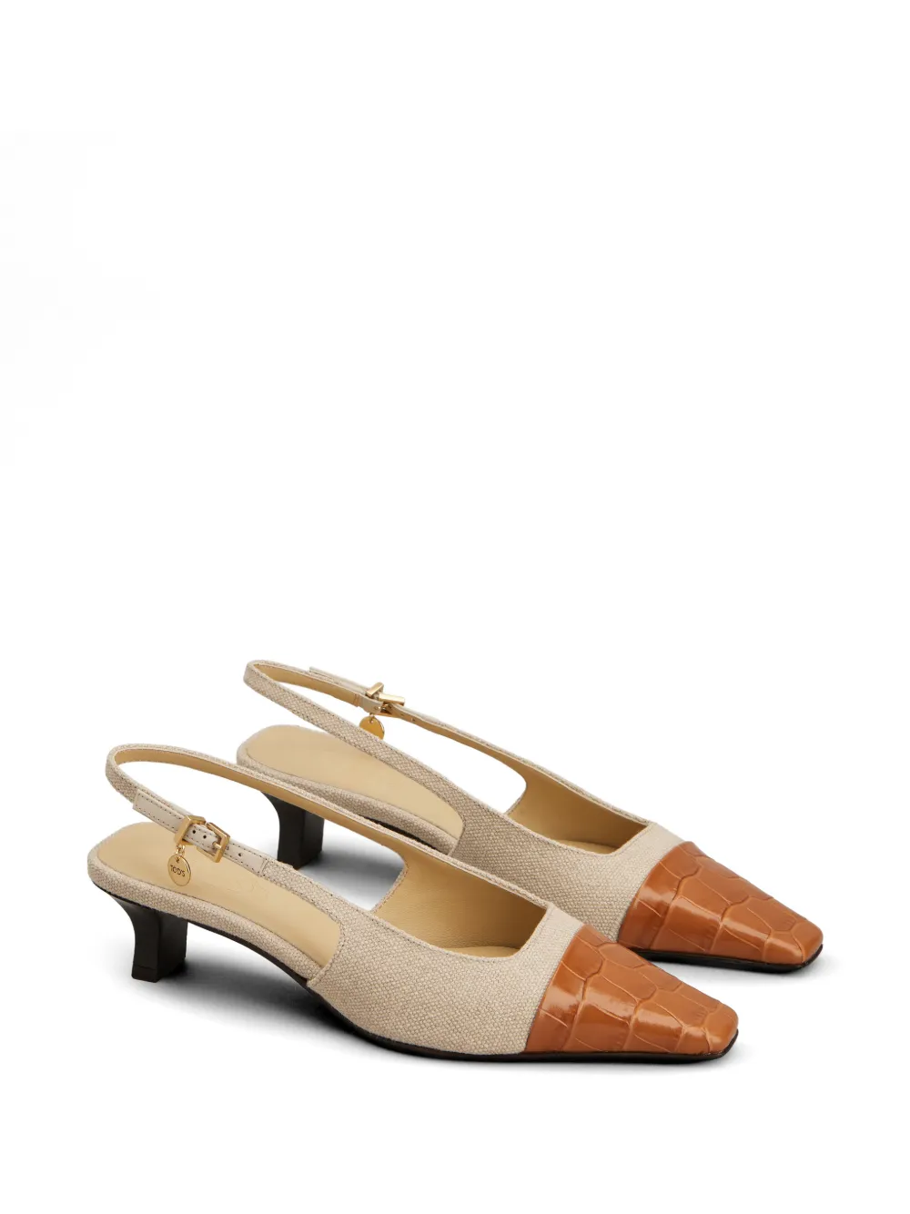 Tod's Pumps met krokodillen-reliëf en bandje Beige