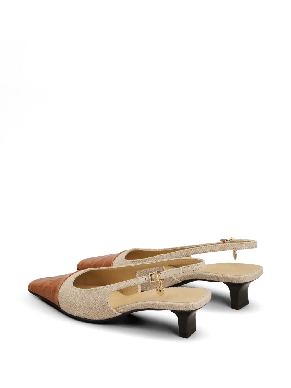 Tod's Pumps met krokodillen-reliëf en bandje Beige