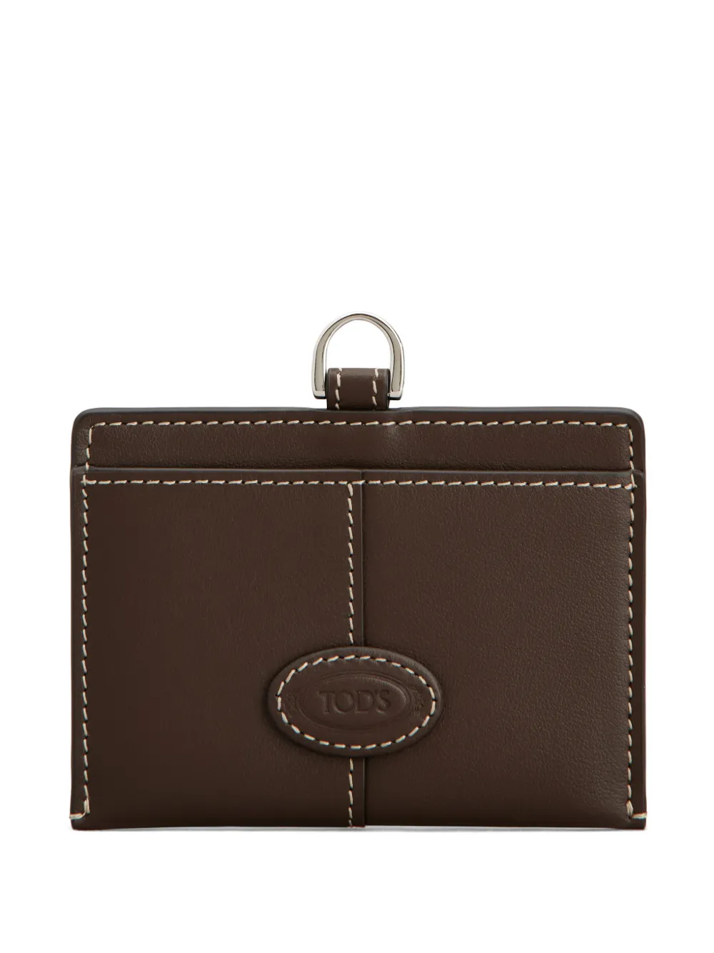 Tod's topstitch badge cardholder - Marrone