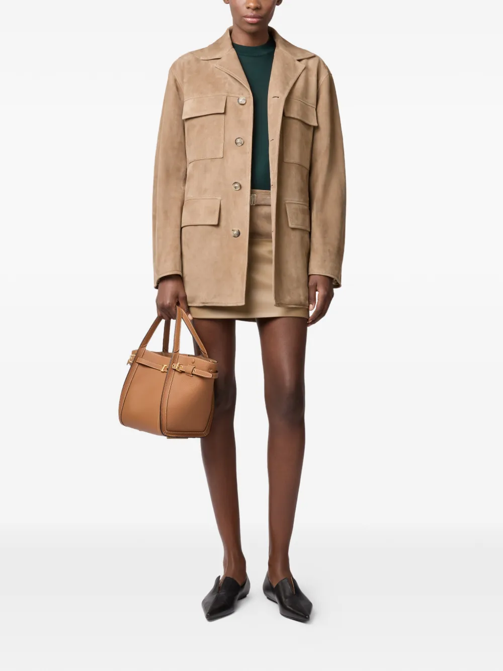 Tod's Leren jack met zak Beige